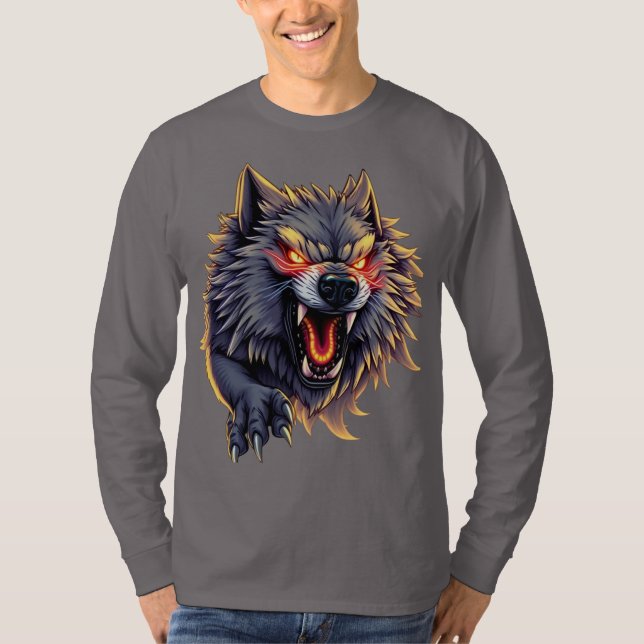 Camiseta Lobo Corajoso - Design Gráfico de Atitude Fierce (Frente)