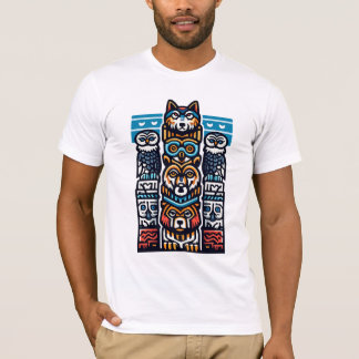 Camiseta Lobo Coruja Urso Poste Totem Tribal Geométrico Ani