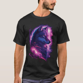 Camiseta Lobo Cósmico: Natureza Majestosa e Fusão Universo