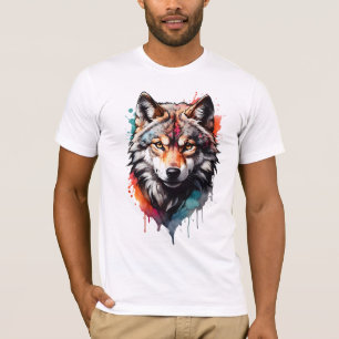 Camiseta Lobo de Arte Selvagem e Artística