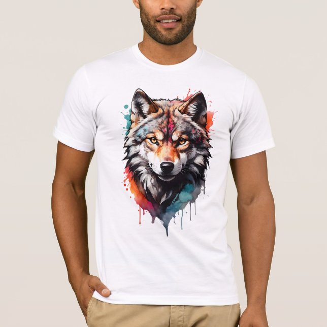 Camiseta Lobo de Arte Selvagem e Artística (Frente)