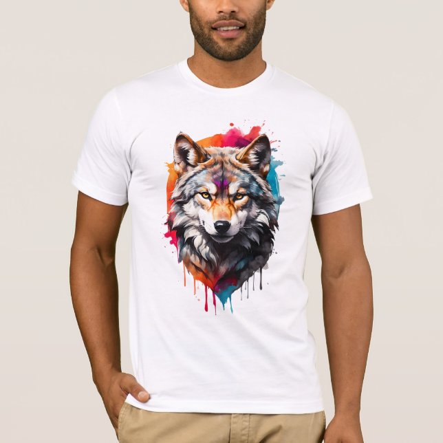Camiseta Lobo de Arte Selvagem e Artística (Frente)