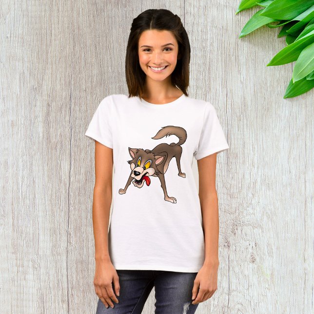 Camiseta Lobo de Cartoon com Expressão Goofy (Criador carregado)