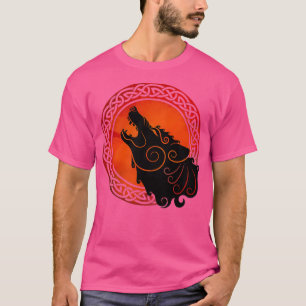Camiseta Lobo-de-fogo que viking nórdico nórdico nórdico nó