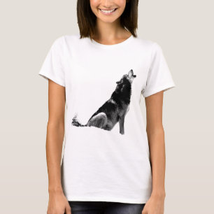 Camiseta Lobo-de-Howling Branco-Preto