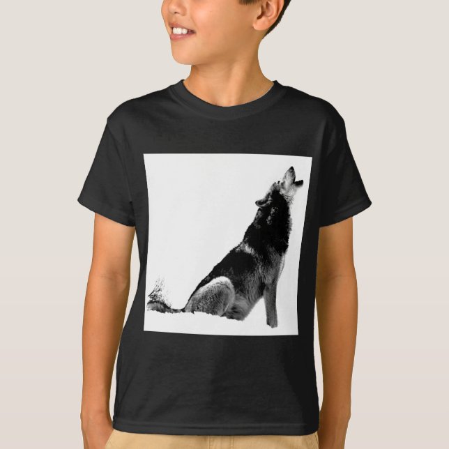 Camiseta Lobo-de-Howling Branco-Preto (Frente)