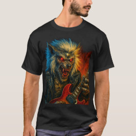 Camiseta Lobo de Metal Pesado tocando Violão