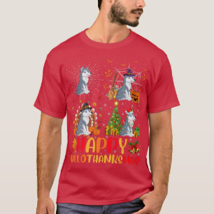 Camiseta Lobo de Natal de Ação de Graças das Halloween Hall