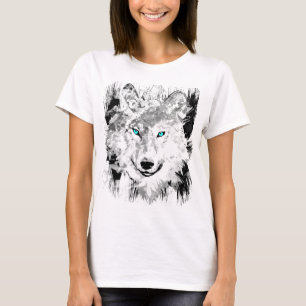 Camiseta Lobo Desenho do Lobo Negro e Branco Lobo Siber