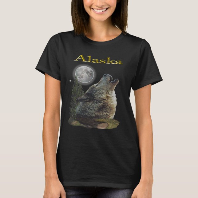 Camiseta Lobo do Alasca e lua (Frente)