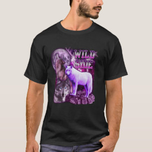 Camiseta Lobo do Lado Selvagem na Galáxia da Lua Engraçado 