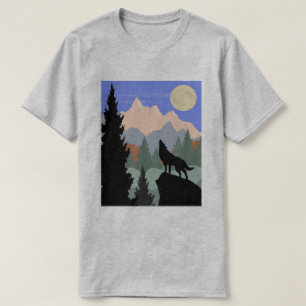 Camiseta Lobo do urro da cena da montanha