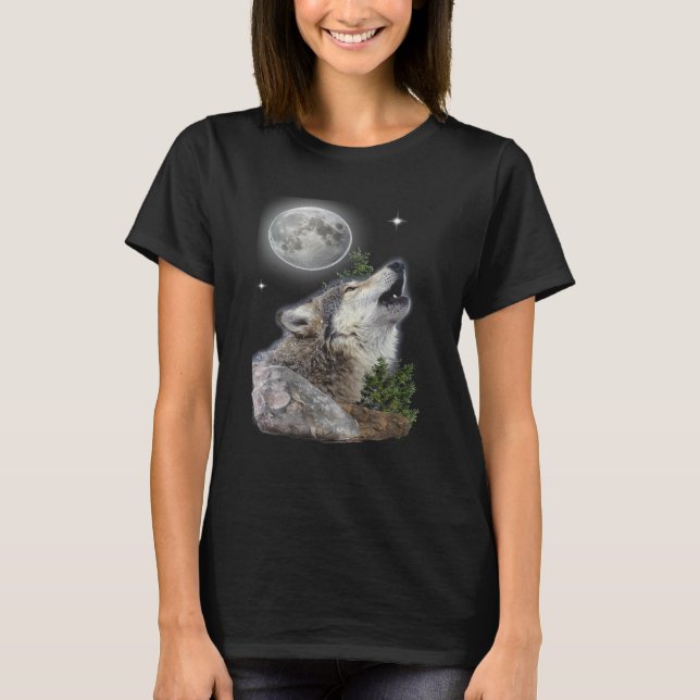Camiseta lobo e lua (Frente)