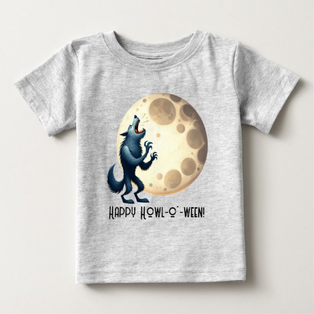 Camiseta Lobo e Lua Cheia - Feliz Howl-o-Sudan! (Frente)