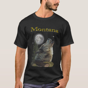 Camiseta lobo e lua em Montana