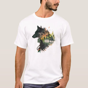 Camiseta lobo e menina indiana