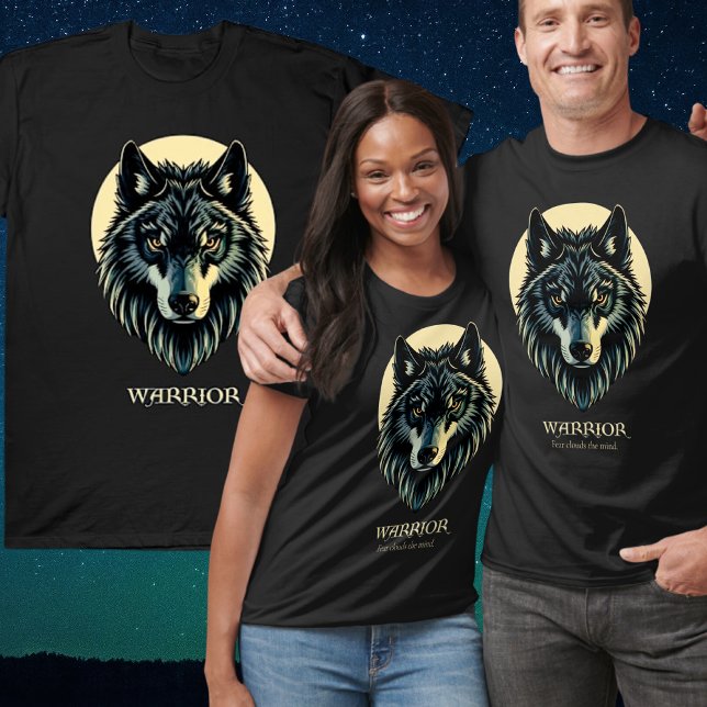 Camiseta Lobo encara guerreiro bege medo nutre a mente (Criador carregado)