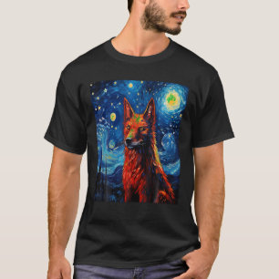 Camiseta Lobo Engraçado pintando cão Lover Starry Night Wol