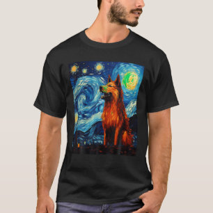 Camiseta Lobo Engraçado pintando cão Lover Starry Night Wol