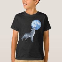 Lobo Espírito Cinza de Prata Howling na Lua Azul