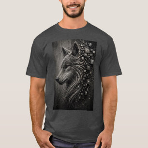 Camiseta Lobo Eterno Lobo Abstrato em Mosaico 3D Micro
