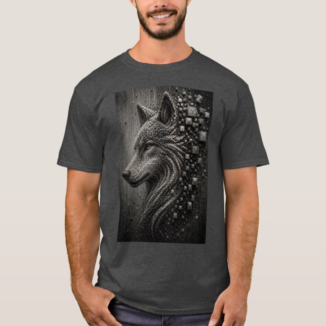 Camiseta Lobo Eterno | Lobo Abstrato em Mosaico 3D Micro (Frente)