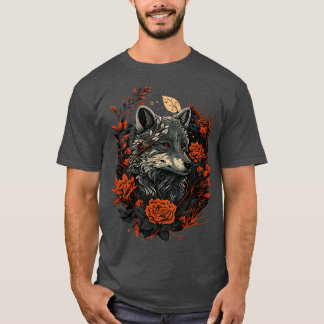 Camiseta Lobo Floral Cute