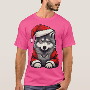 Camiseta Lobo Fofo Natal Santa Hat Lobos Xmas