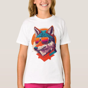 CAMISETA LOBO FOFO USANDO ÓCULOS DE SOL.