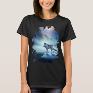 Camiseta Lobo-gelado em paisagem invernal no ar
