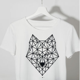 Camiseta lobo geométrico negro