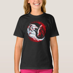 Camiseta Lobo Guerreiro Cósmico Branco Vermelho