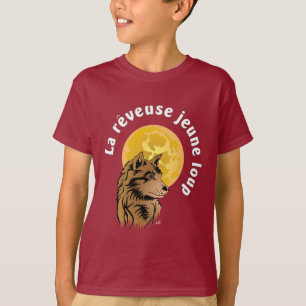 Camiseta lobo jovem sonhado