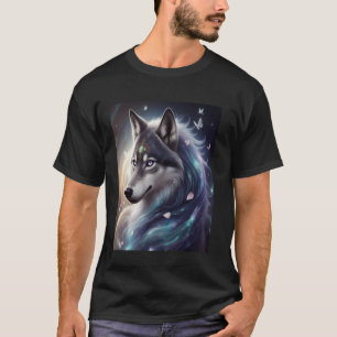 Camiseta Lobo Místico Arte de Animal Fantástico Selvagem En