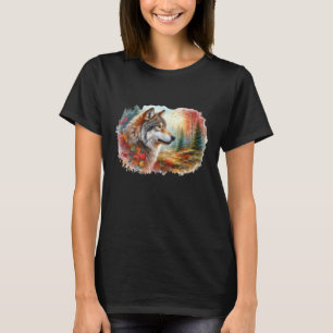 Camiseta Lobo na Floresta: Uma Mistura Deslumbrante de Natu