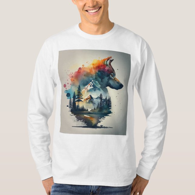 Camiseta lobo na montanha (Frente)