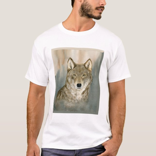Camiseta Lobo na Névoa Aquarela (Frente)
