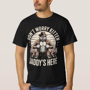 Camiseta Lobo Não se Preocupe Gatinho Papai Está Aqui Meme