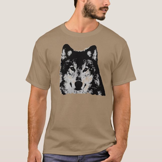 Camiseta Lobo Negro e Branco (Frente)