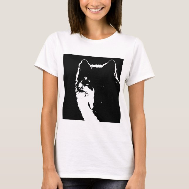 Camiseta Lobo Negro e Branco (Frente)