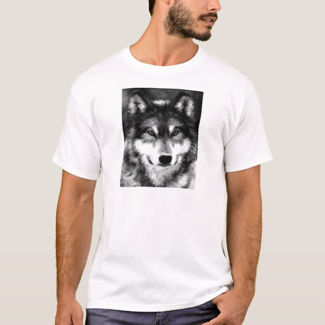 Camiseta Lobo Negro e Branco (Frente)
