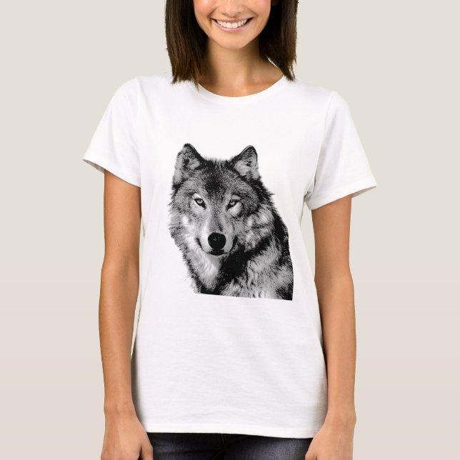 Camiseta Lobo Negro e Branco (Frente)