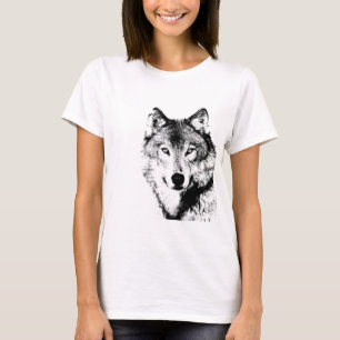 Camiseta Lobo Negro e Branco