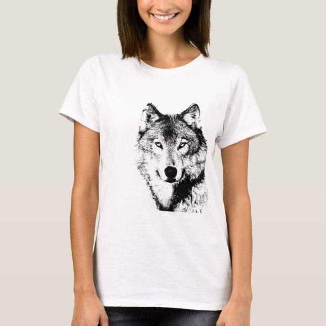 Camiseta Lobo Negro e Branco (Frente)