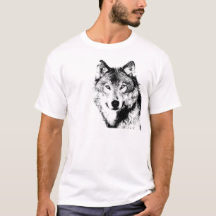 Camiseta Lobo Negro e Branco