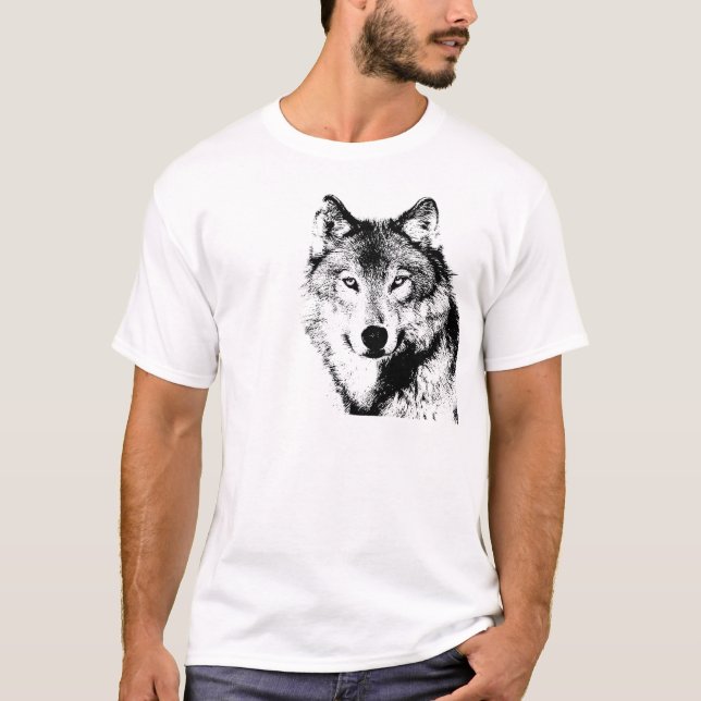 Camiseta Lobo Negro e Branco (Frente)