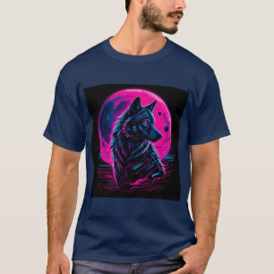 Camiseta Lobo Neon Cyberpunk Vibrante
