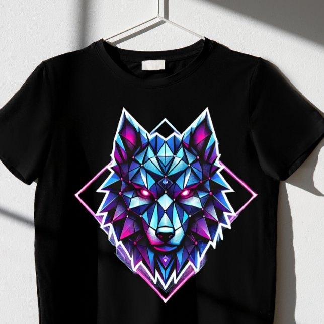 Camiseta lobo neon geométrico (Criador carregado)