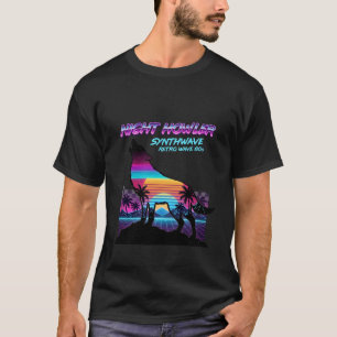 Camiseta Lobo Neon Retro dos Anos 80 Uivando Vaporwave Palm