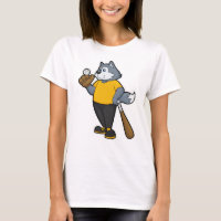 Lobo no Baseball com bastão de beisebol